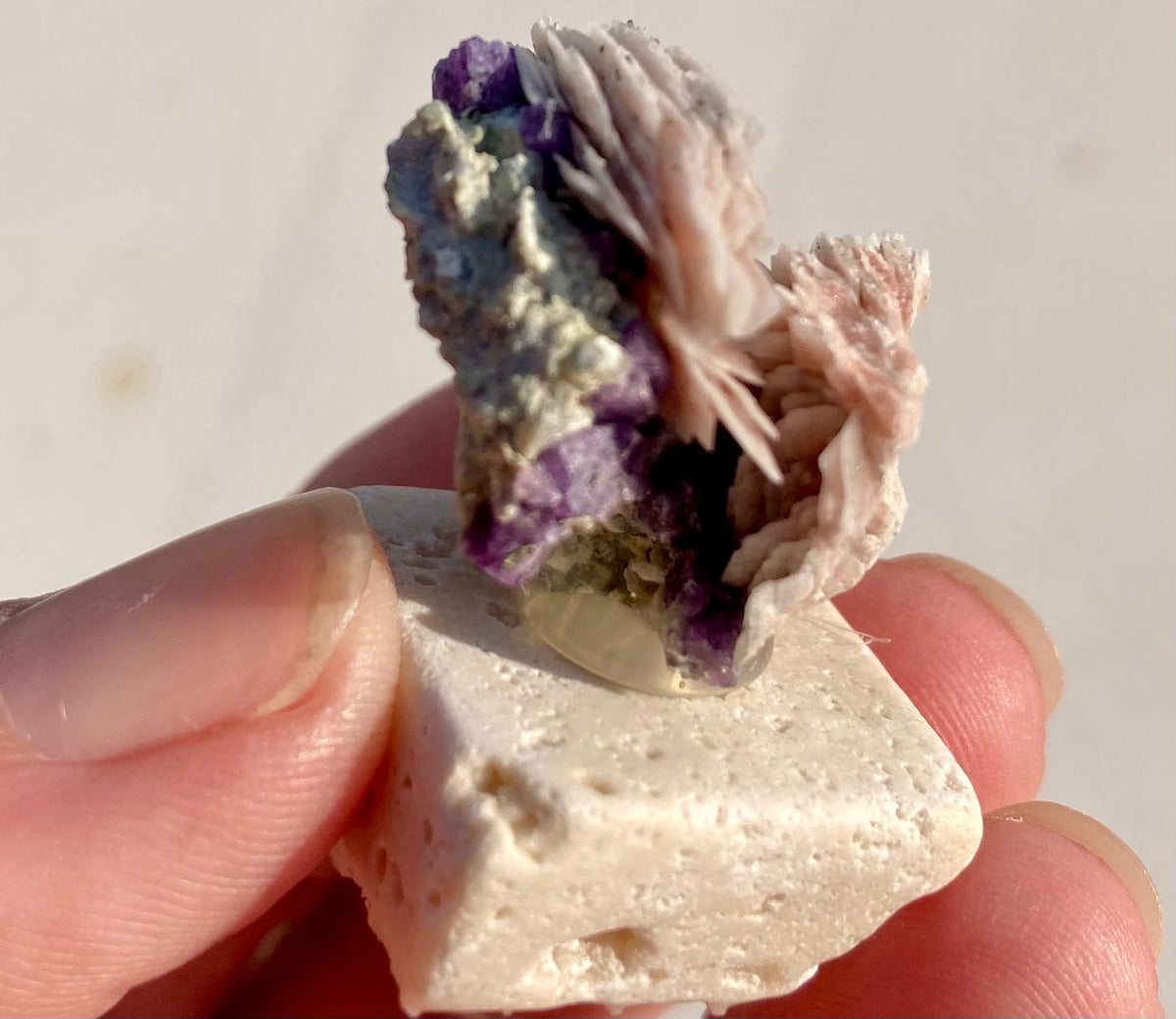 Mini Fluorites Violettes sur Baryte – Saint-Péray, Ardèche, France