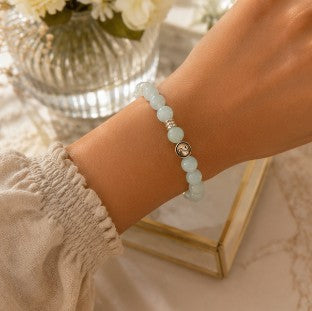Bracelet Jade pâle et Aigue-marine - Pierres naturelles