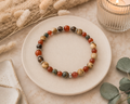 Bracelet Jaspe Picasso, Jaspe rouge et Quartz fumé - Pierres minérales