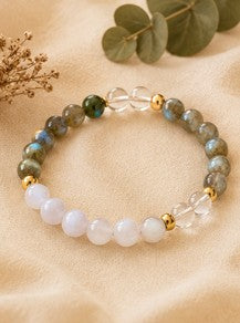 Bracelet Améthyste, Labradorite, Quartz rose et Cristal de Roche en pierres naturelles