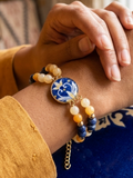 Bracelet en Ambre, Calcite jaune et Sodalite