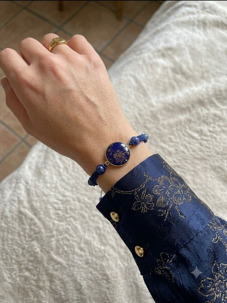 Bracelet Sodalite sur macramé - Pierres naturelles