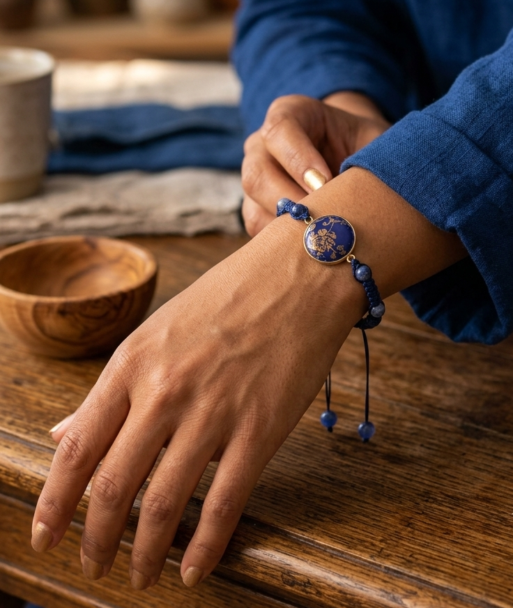 Bracelet Sodalite sur macramé - Pierres naturelles