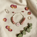 Bracelet Rhodonite sur macramé - Pierres naturelles