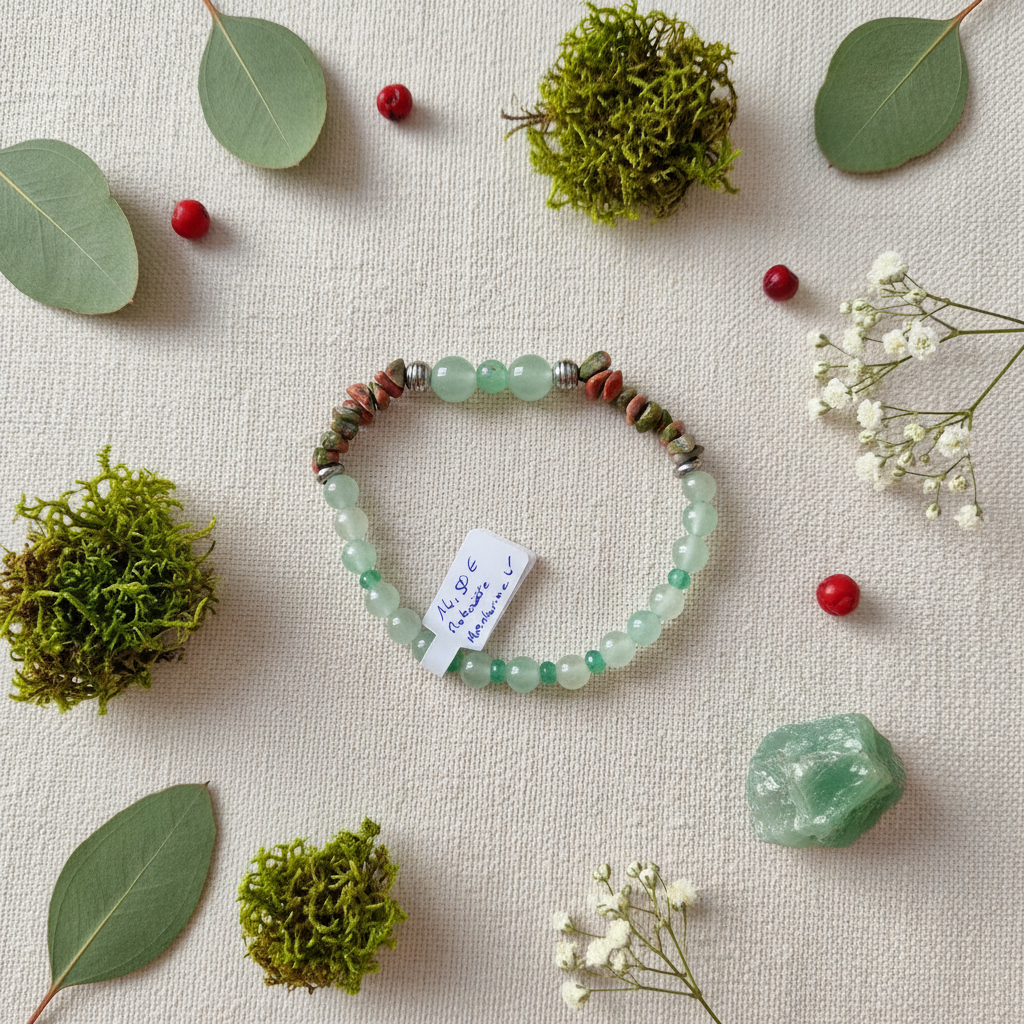 Bracelet Aventurine verte et Unakite - Pierres minérales