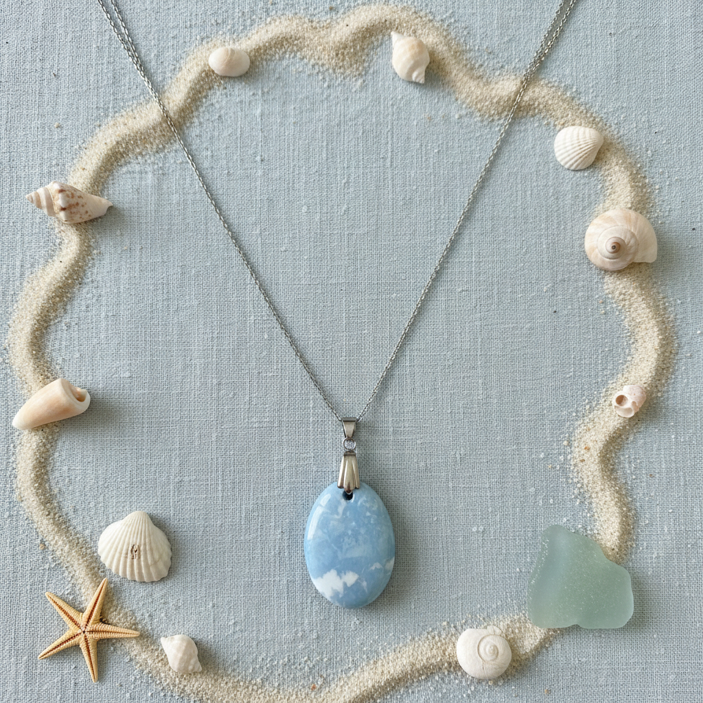 Pendentif Opale Bleue - Pierre minérale