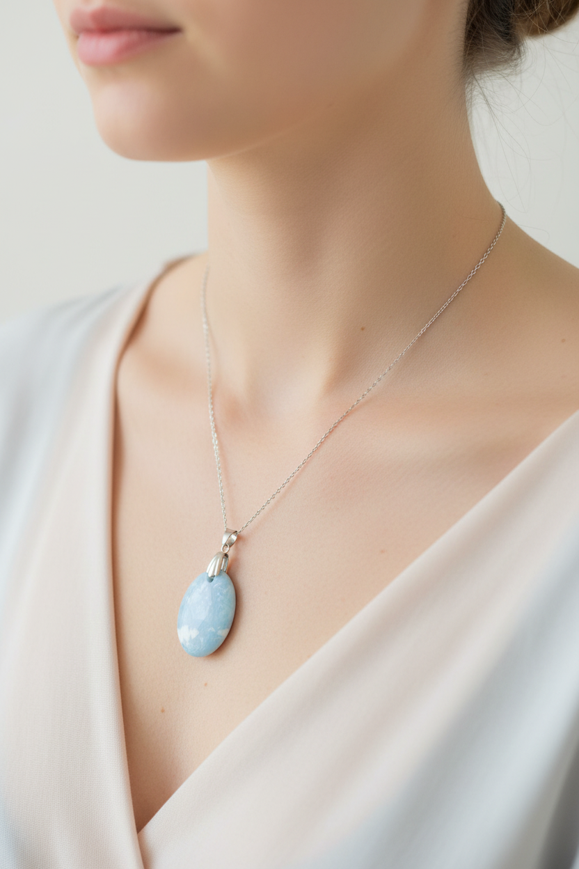 Pendentif Opale Bleue - Pierre minérale